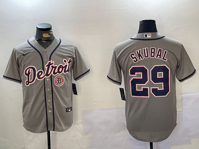 Men Detroit Tigers #29 Skubal Grey Game 2024 Nike MLB Jersey style 3->detroit tigers->MLB Jersey